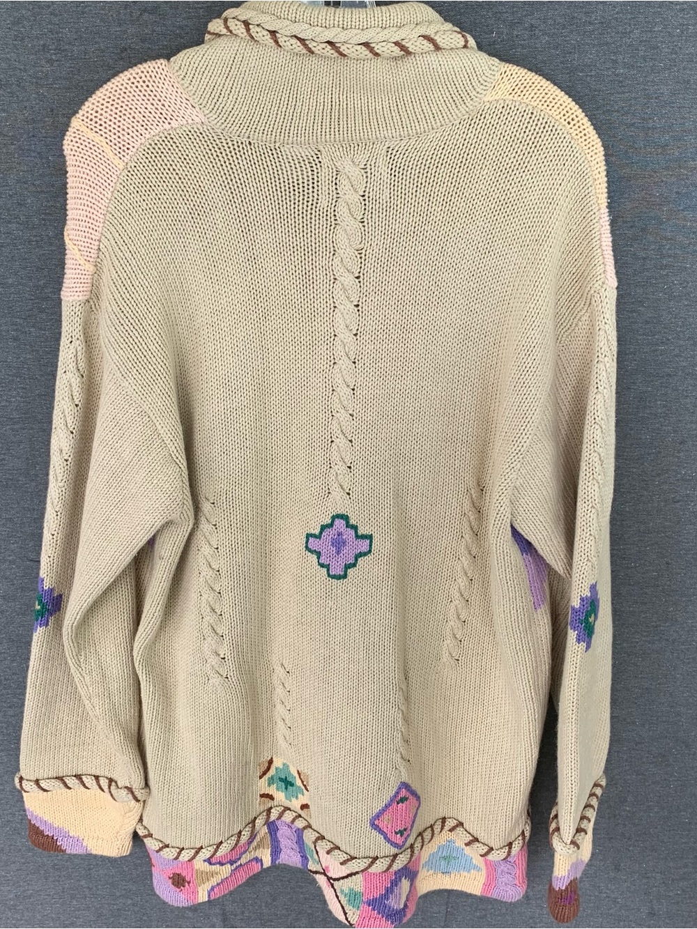 Handknit Storybook Knits Sunrise Scene Southwestern Horse Cardigan Sweater Large - Picture 8 of 11